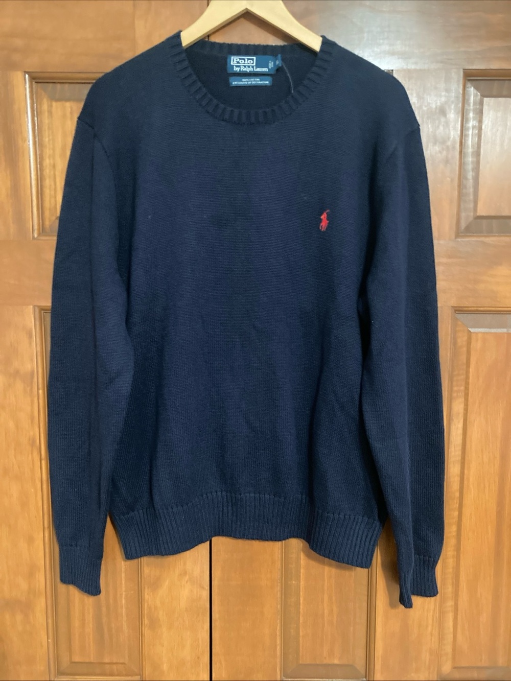 NWT Polo Ralph Lauren Navy Crewneck Sweater with Red Pony Logo Mens XL